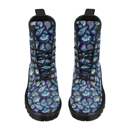 Beach Seashell Blue Print Women's Boots