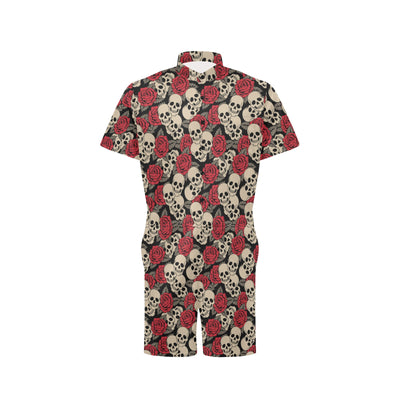 Skull And Roses Print Design LKS301 Men's Romper