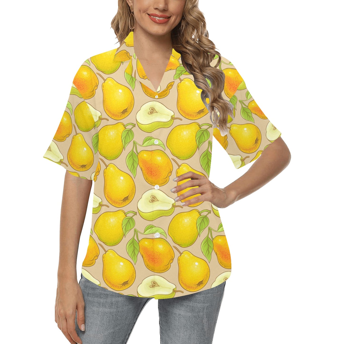 Pear Pattern Print Design PE05 Women's Hawaiian Shirt