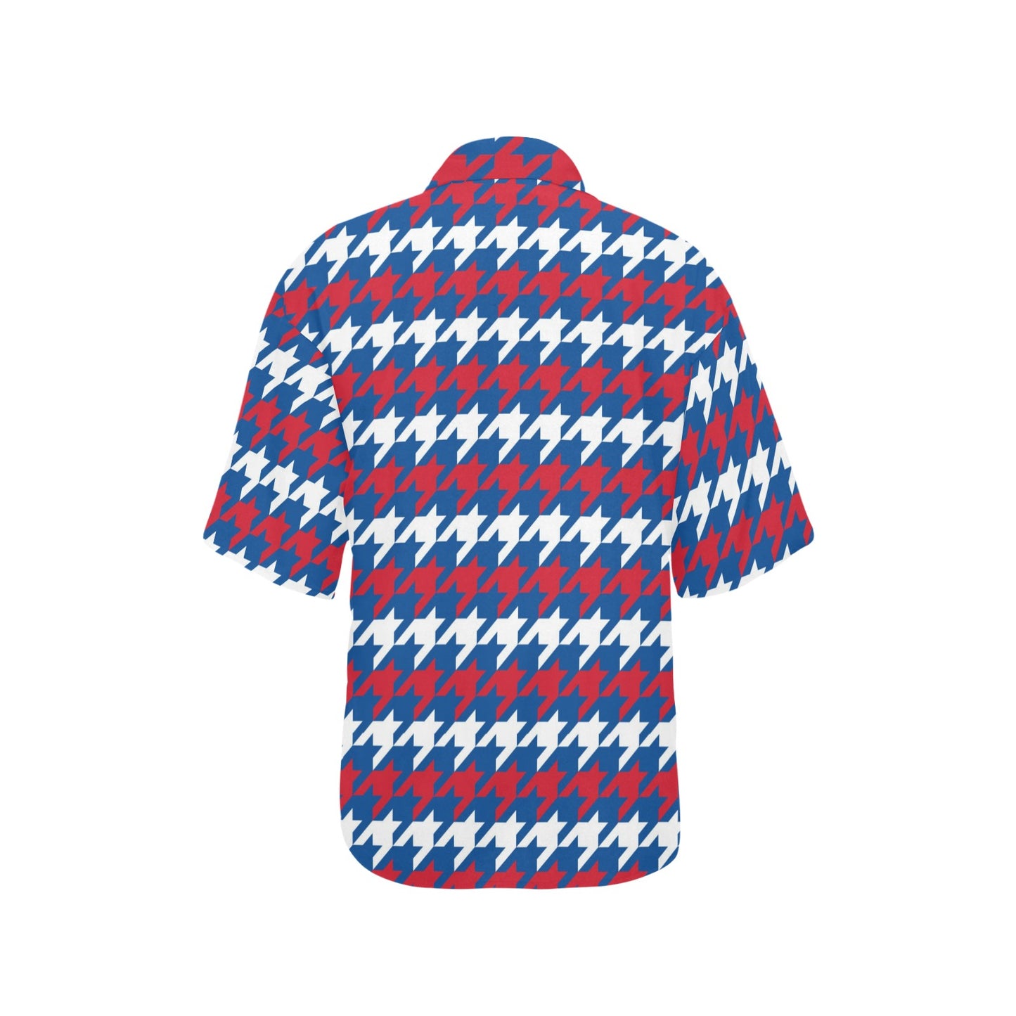 Patriotic Houndstooth Pattern Print Design A02 Women's Hawaiian Shirt