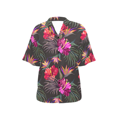 Hibiscus Pattern Print Design HB014 Women's Hawaiian Shirt