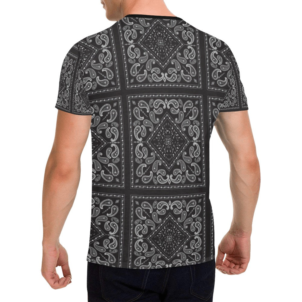 Bandana Black White Print Design LKS302 Men's All Over Print T-shirt