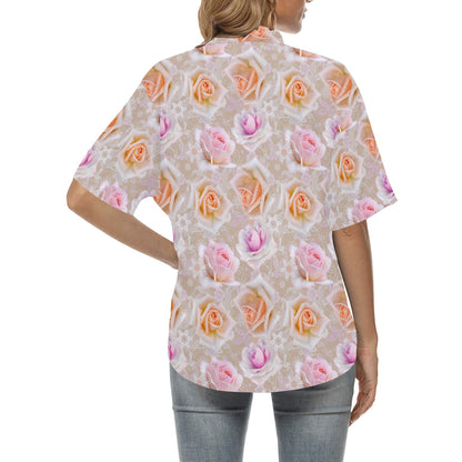 Rose Pattern Print Design RO011 Women's Hawaiian Shirt