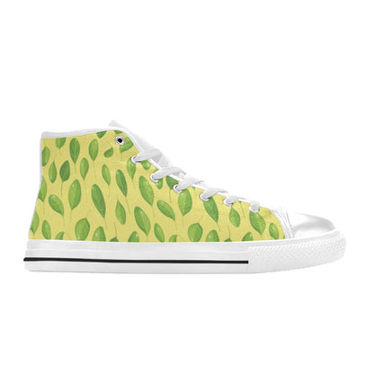 Spinach Print Design LKS302 High Top Women's White Shoes