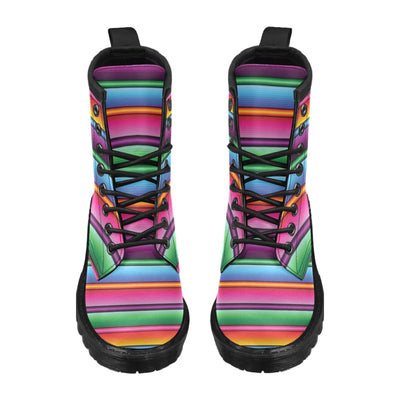 Mexican Blanket Colorful Print Pattern Women's Boots