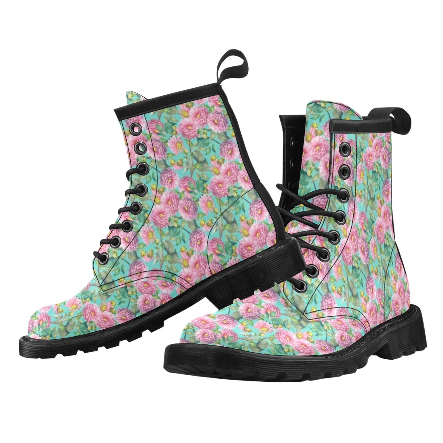 Dahlia Pattern Print Design DH07 Women's Boots