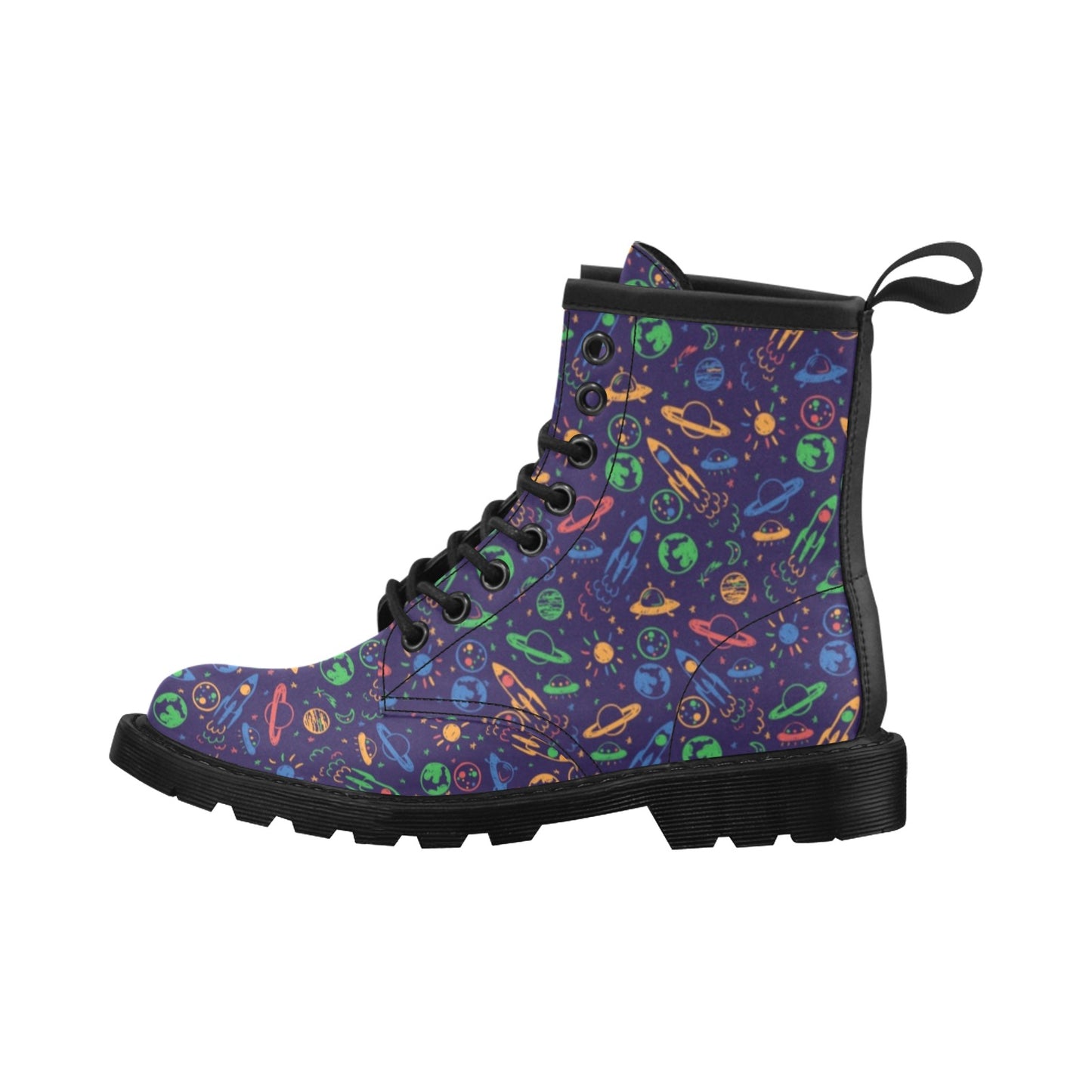 UFO Space Rocket Print Design LKS302 Women's Boots