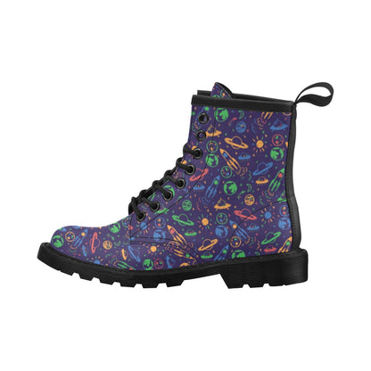 UFO Space Rocket Print Design LKS302 Women's Boots