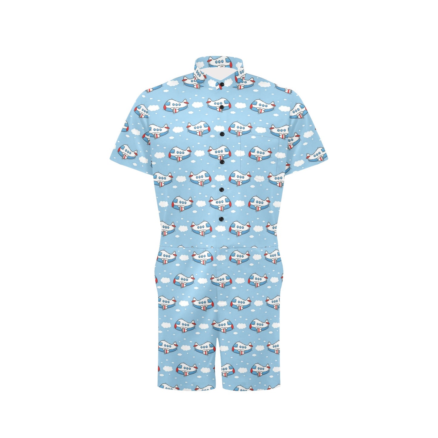 Airplane Cartoon Pattern Print Design 07 Men's Romper