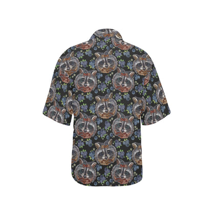 Raccoon Pattern Print Design A03 Women's Hawaiian Shirt