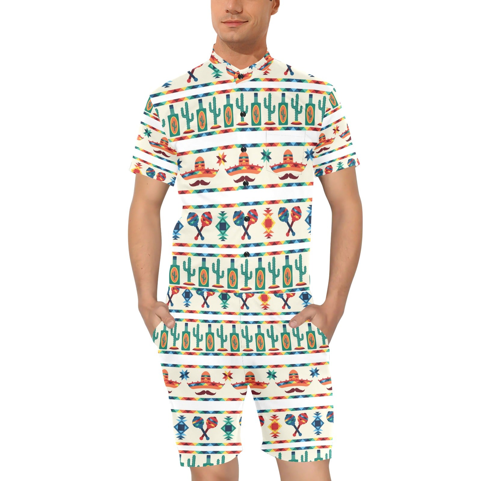 Maracas Mexican Pattern Print Design 01 Men's Romper