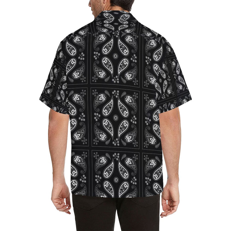 Bandana Paisley Black Print Design LKS308 Men's Hawaiian Shirt