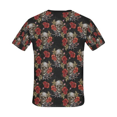 Spider Web Skull Rose Print Design LKS305 Men's All Over Print T-shirt