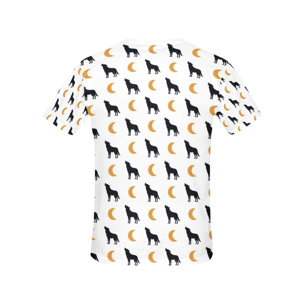 Wolf Moon Print Design LKS302 Women's  T-shirt