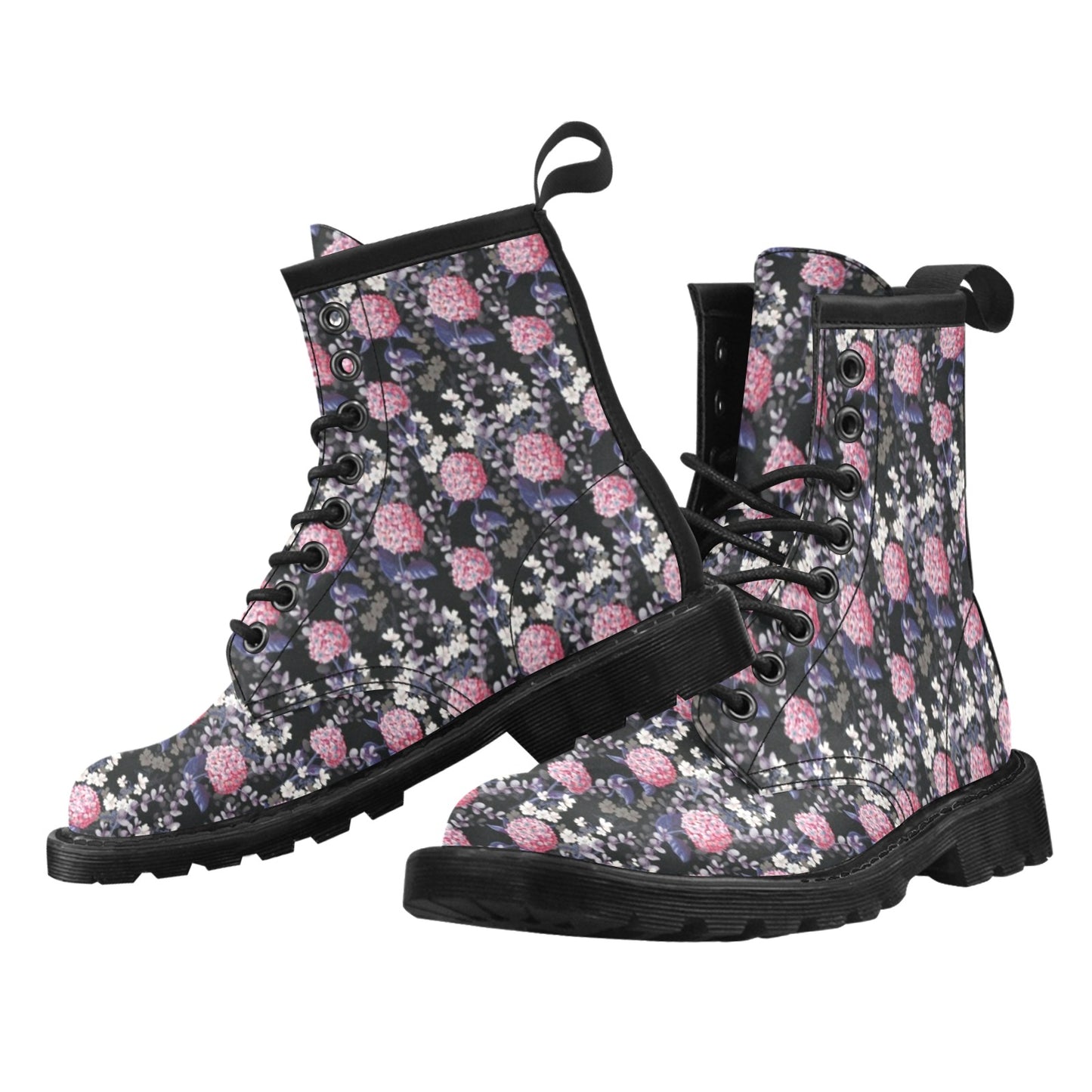 Hydrangea Pattern Print Design HD04 Women's Boots