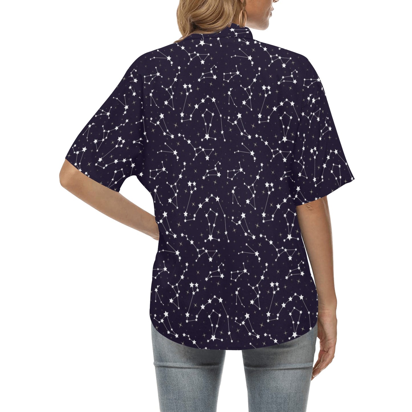 Zodiac Star Pattern Design Print Women's Hawaiian Shirt