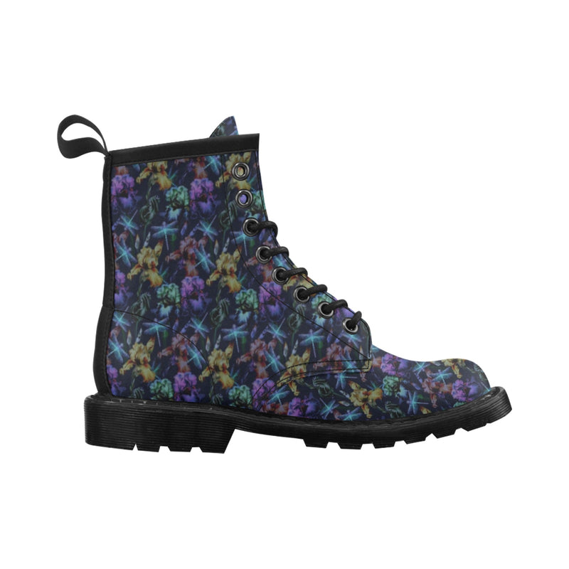 Dragonfly With Floral Print Pattern Women's Boots