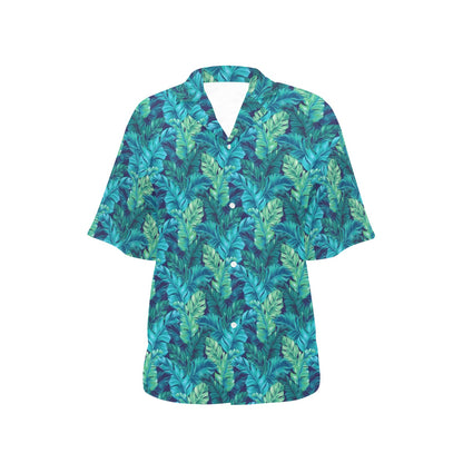 Banana Leaf Pattern Print Design 06 Women's Hawaiian Shirt