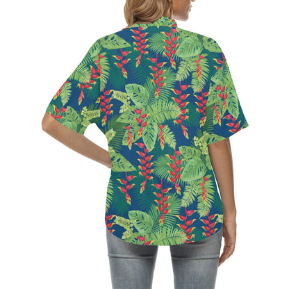 Heliconia Pattern Print Design HL08 Women's Hawaiian Shirt