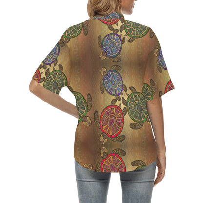 Sea Turtle Tribal Colorful Women's Hawaiian Shirt