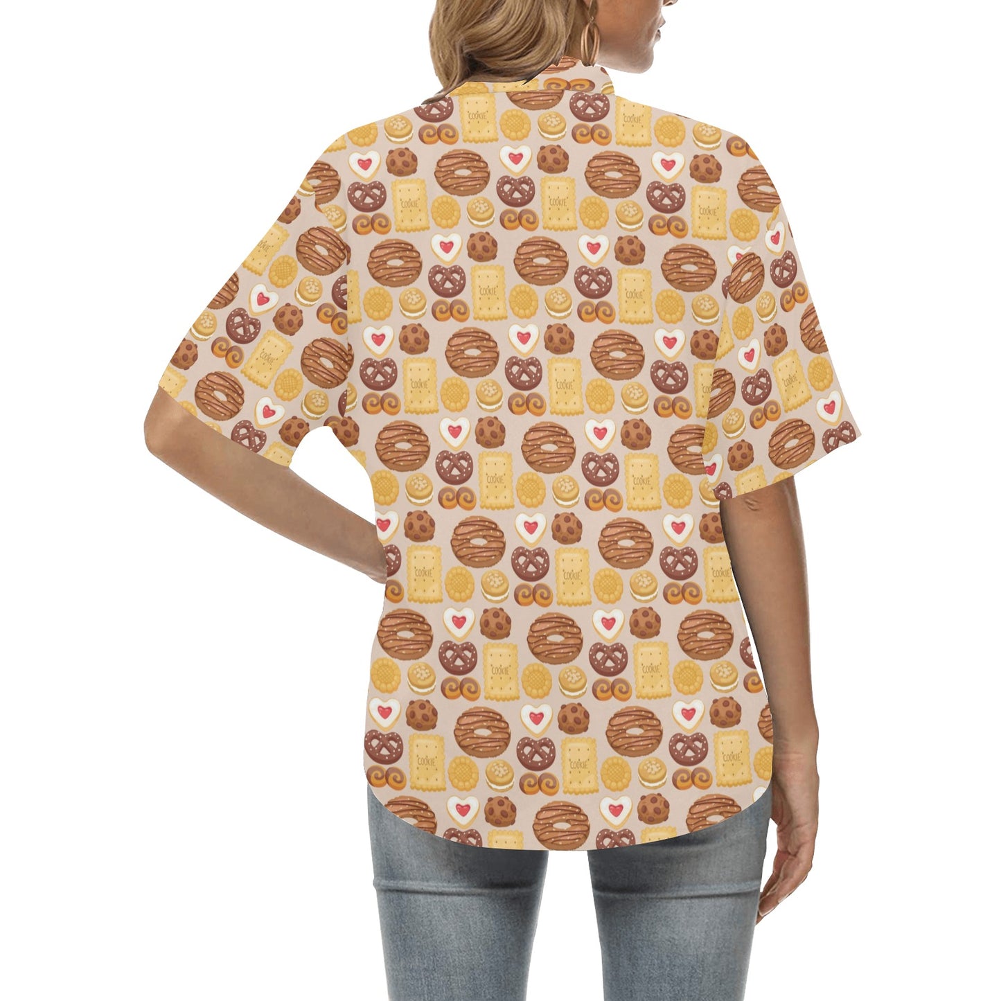 Cookie Pattern Print Design 02 Women's Hawaiian Shirt