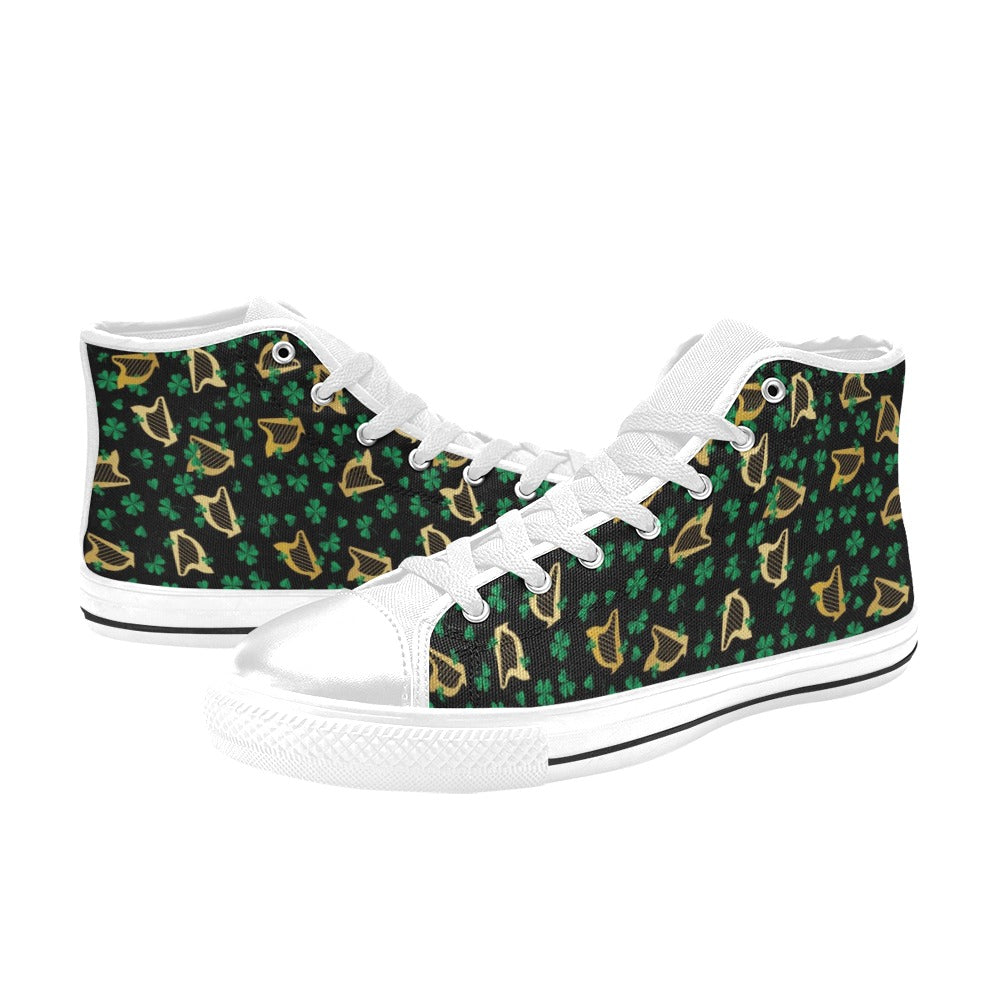 Harp Print Design LKS402 High Top Women's White Shoes