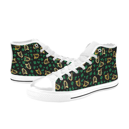 Harp Print Design LKS402 High Top Women's White Shoes