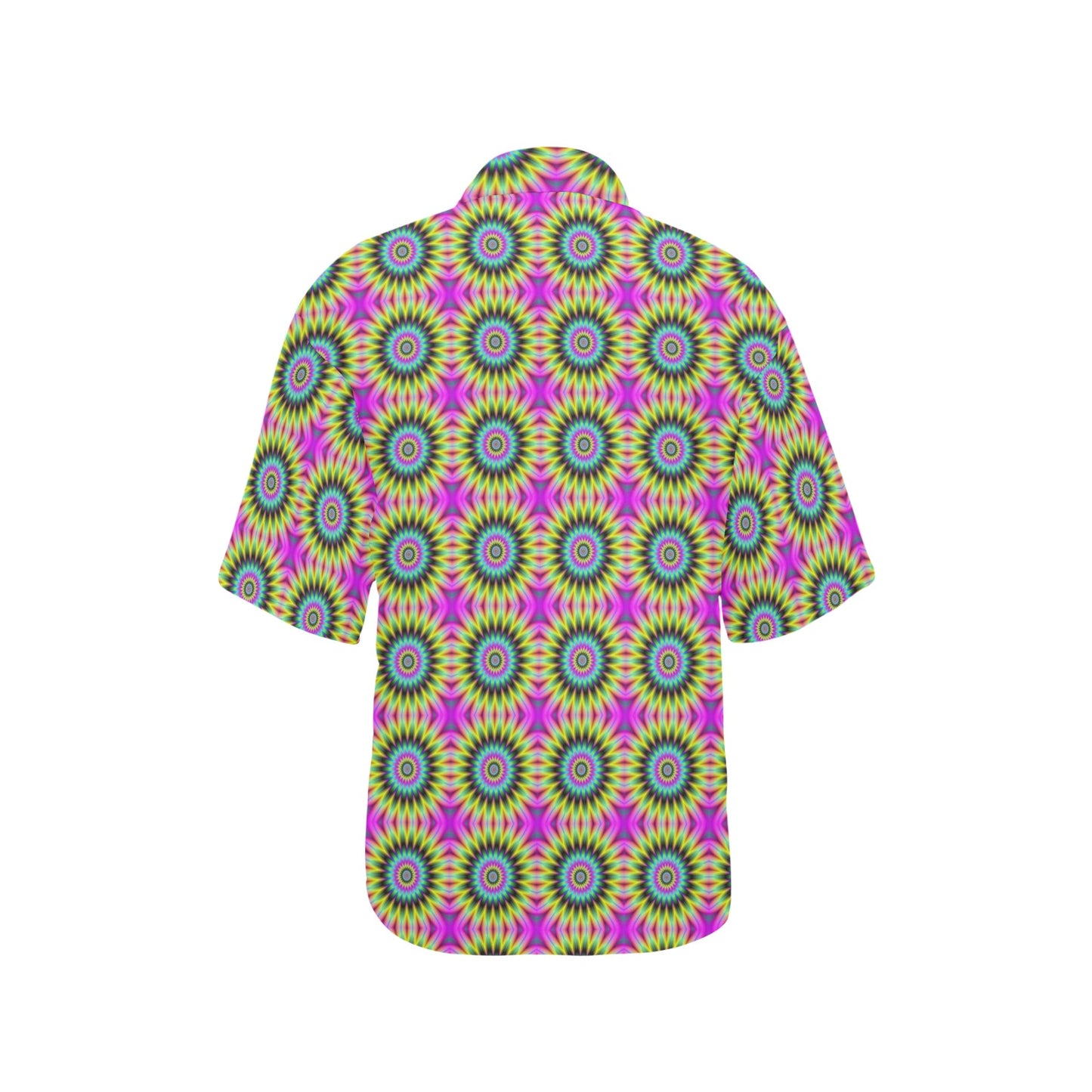 Optical illusion Flower Rainbow Style Women's Hawaiian Shirt