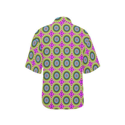 Optical illusion Flower Rainbow Style Women's Hawaiian Shirt