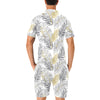 Gold Glitter Tropical Palm Leaves Men's Romper