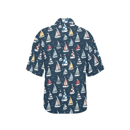 Sailboat Print Design LKS306 Women's Hawaiian Shirt