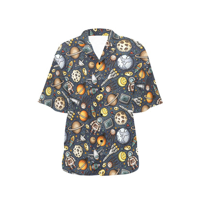 Space Pattern Print Women's Hawaiian Shirt