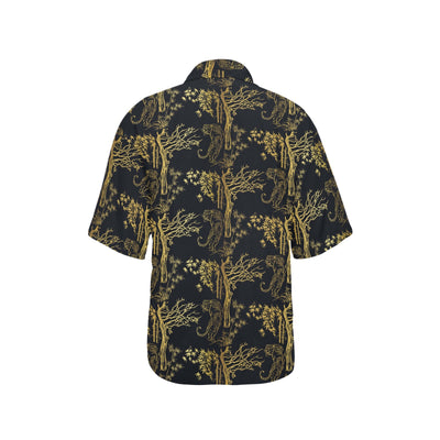 Tiger Gold Print Design LKS307 Women's Hawaiian Shirt