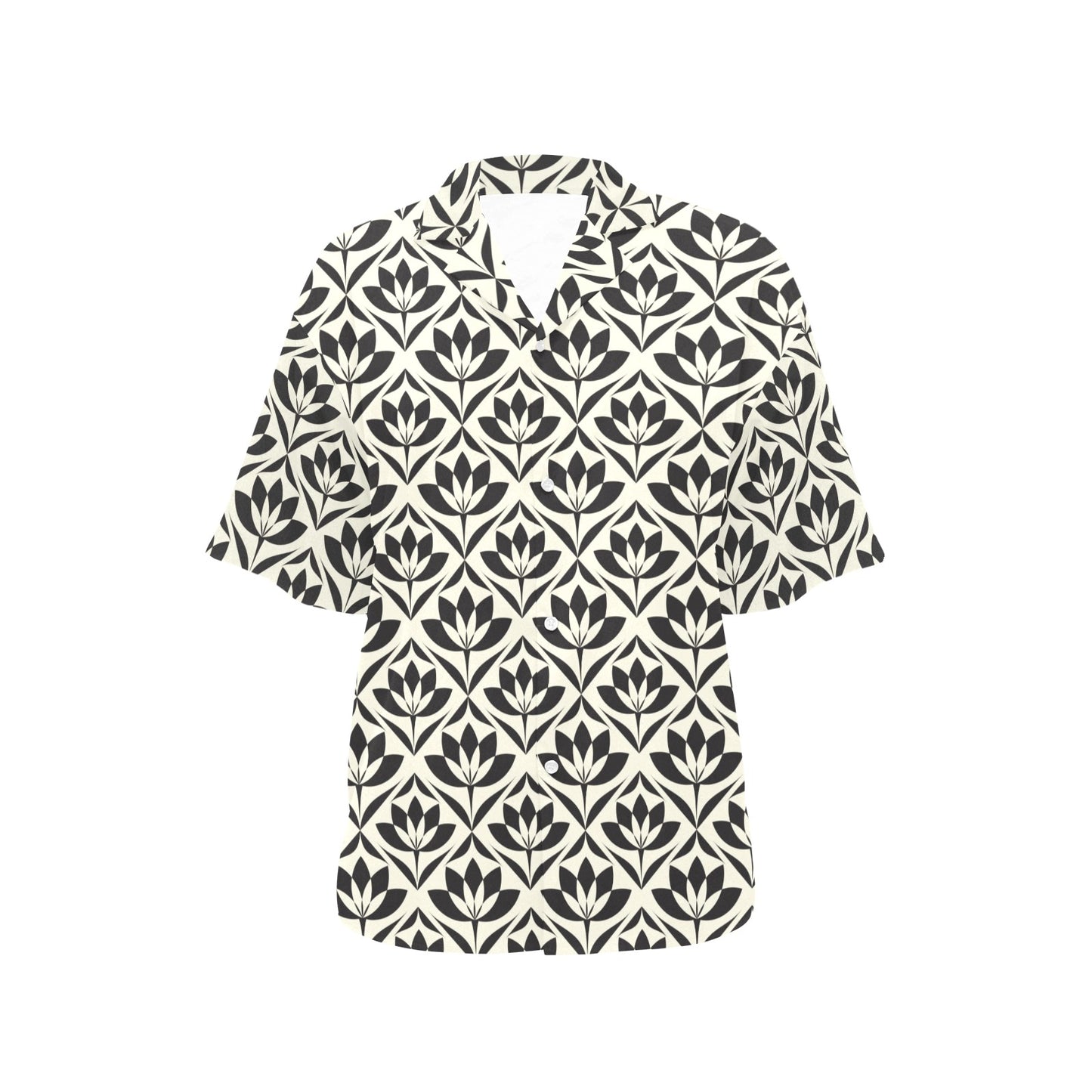 Lotus Pattern Print Women's Hawaiian Shirt