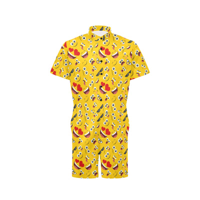 Emoji Face Print Pattern Men's Romper