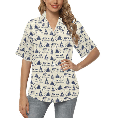 Campfire Pattern Print Design 01 Women's Hawaiian Shirt