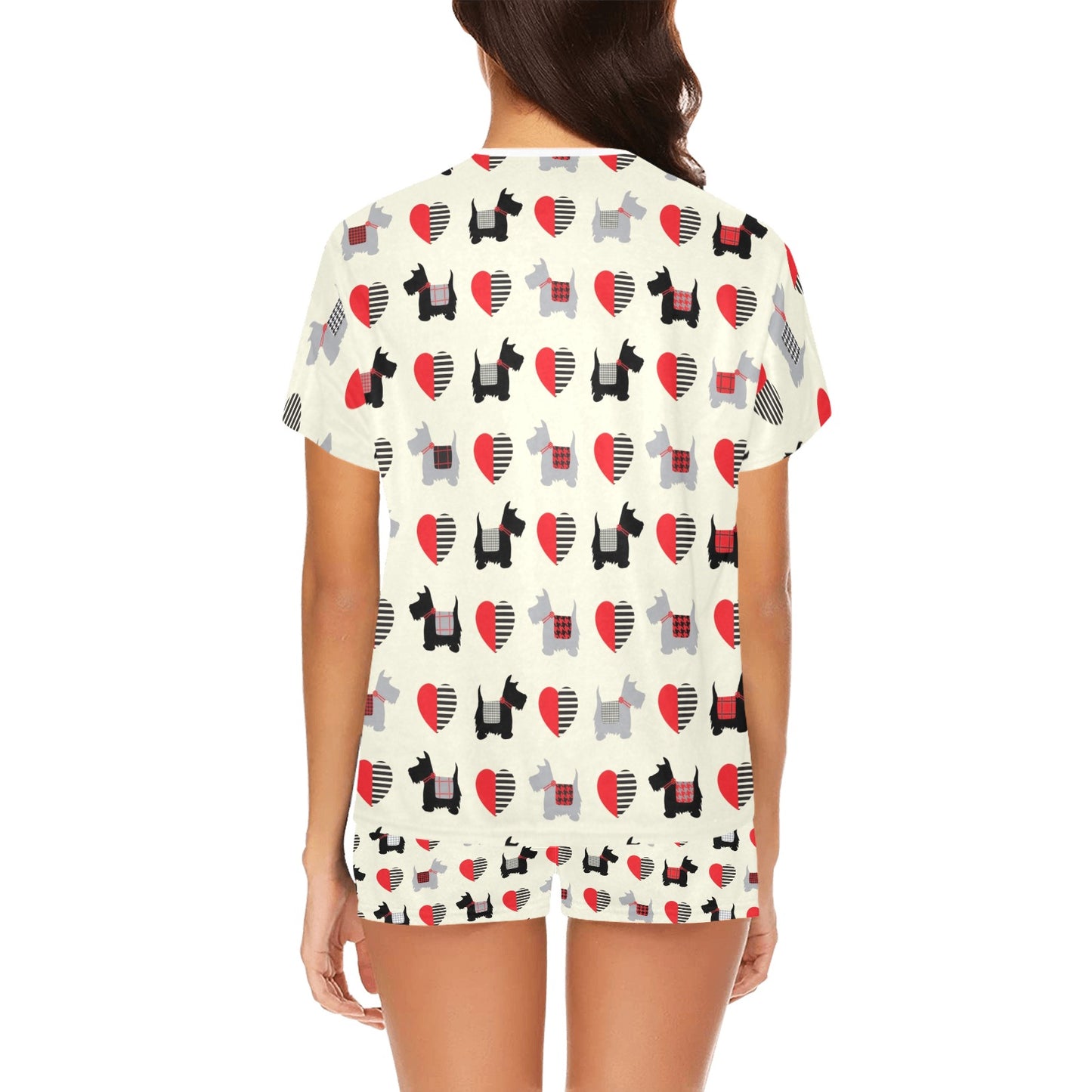 Scottish Terriers Print Design LKS3010 Women's Short Pajama Set