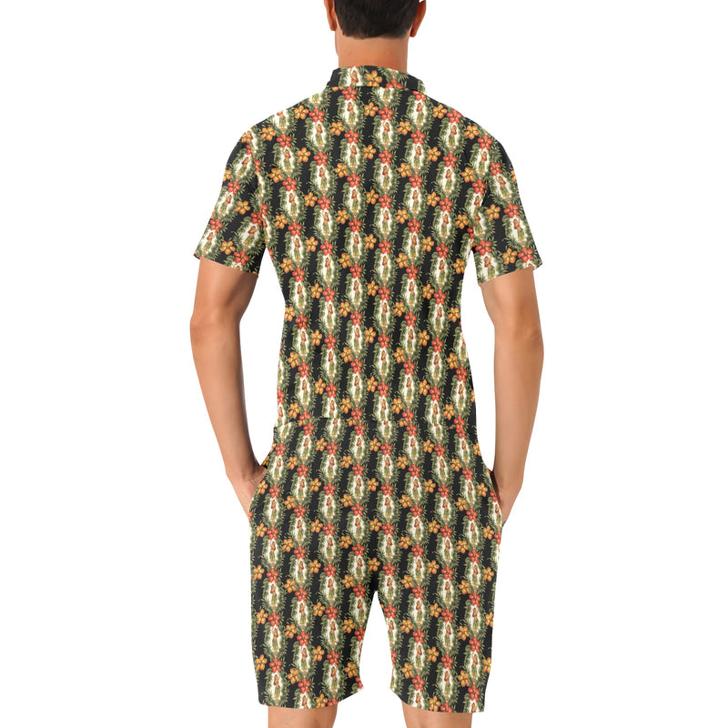 Hawaiian Flower Hula Hibiscus Print Men's Romper