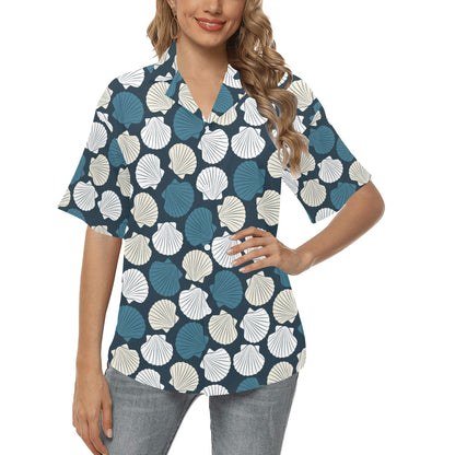 Seashell Print Design LKS3013 Women's Hawaiian Shirt
