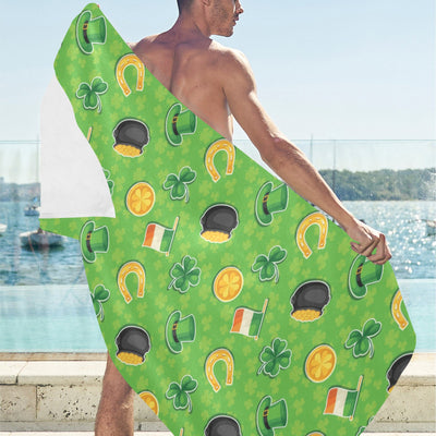 Shamrock Saint Patrick's Day Print Design LKS302 Beach Towel 32" x 71"