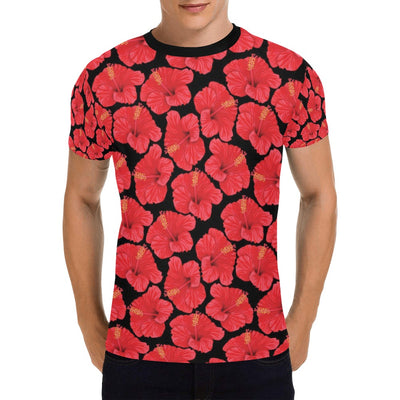 Hibiscus Red Pattern Print Design LKS306 Men's All Over Print T-shirt