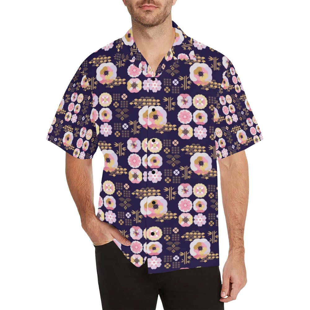 Sakura Japan Style Print Design LKS302 Men's Hawaiian Shirt