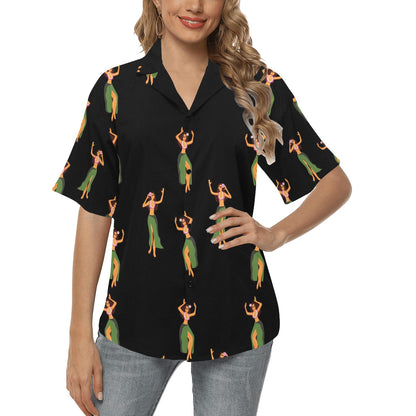 Hula Dancers Girl Pattern Print Design 01 Women's Hawaiian Shirt