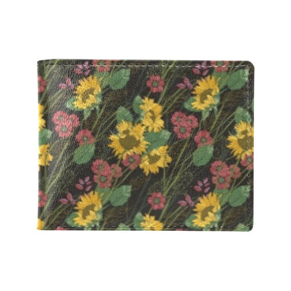Sunflower Print Design LKS303 Men's ID Card Wallet