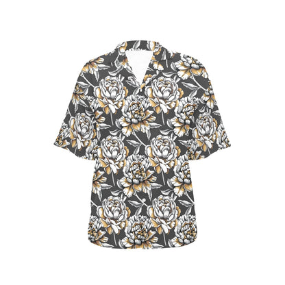 Peony Pattern Print Design PE06 Women's Hawaiian Shirt