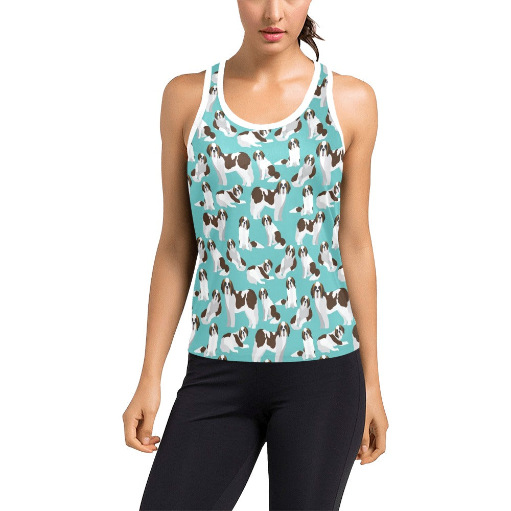 St Bernards Print Design LKS302 Women's Racerback Tank Top
