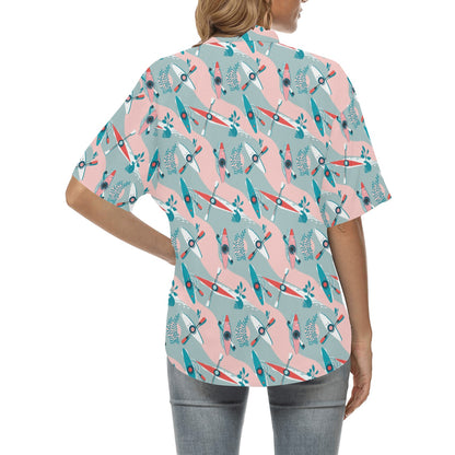 Kayak Pattern Print Design 05 Women's Hawaiian Shirt