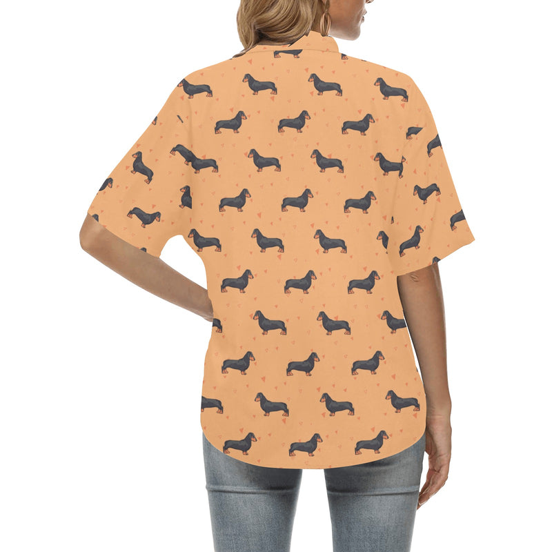 Dachshund Draw Print Pattern Women's Hawaiian Shirt