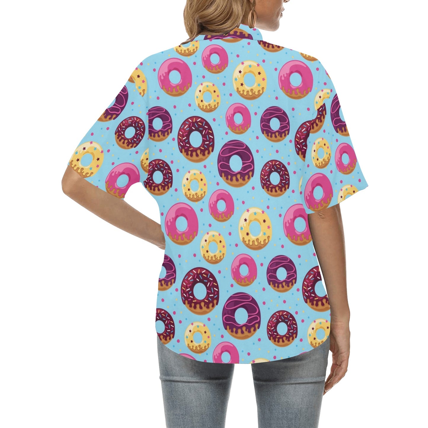 Donut Pattern Print Design DN07 Women's Hawaiian Shirt