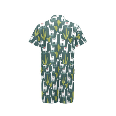 Llama Cactus Pattern Print Design 02 Men's Romper